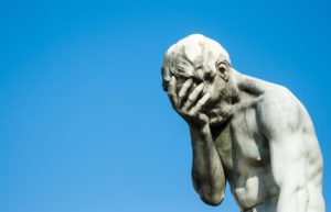 Disappointed statue.