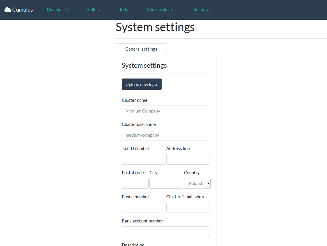 Cumulus Plus settings page